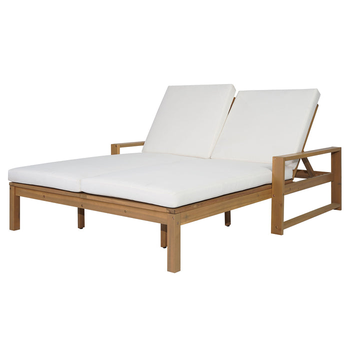 Outdoor Double Lounge Chair With 5 Position Adjustable Backrest