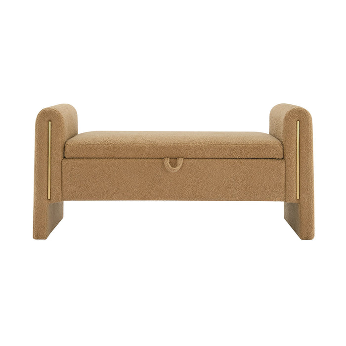 Modern Teddy Upholstered Large Bed End Bench With Arms And Storage