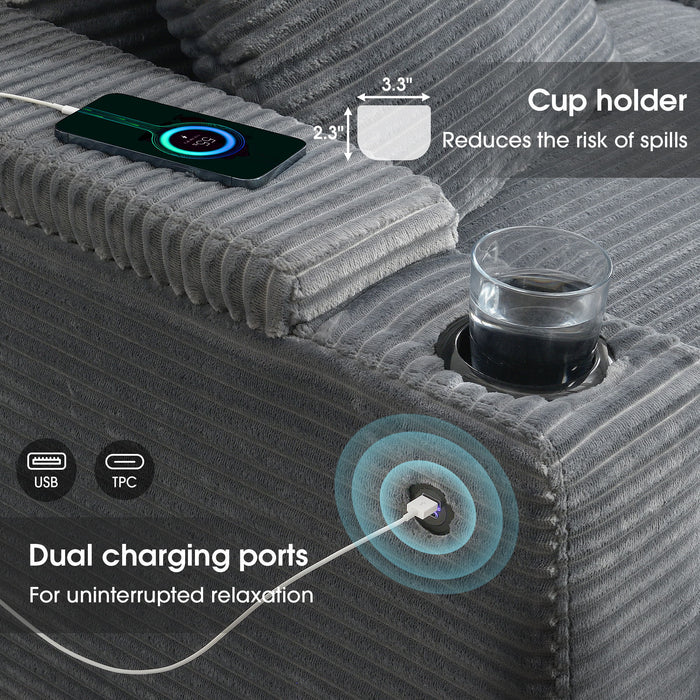 Convertible L Shaped Sectional Corner Couch With Armrest Storage Cup Holders USB Charger, Irregular Corner Oversized Comfy Modular Sofa