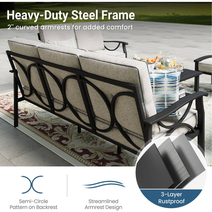 Patio Furniture Set, Coffee Table And Cushions For Backyard