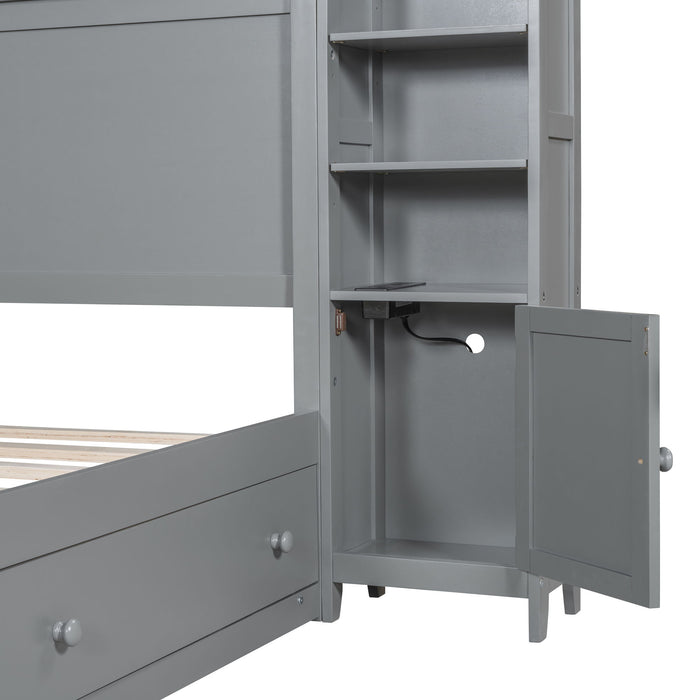 Bed With All In One Cabinet, Shelf And Sockets