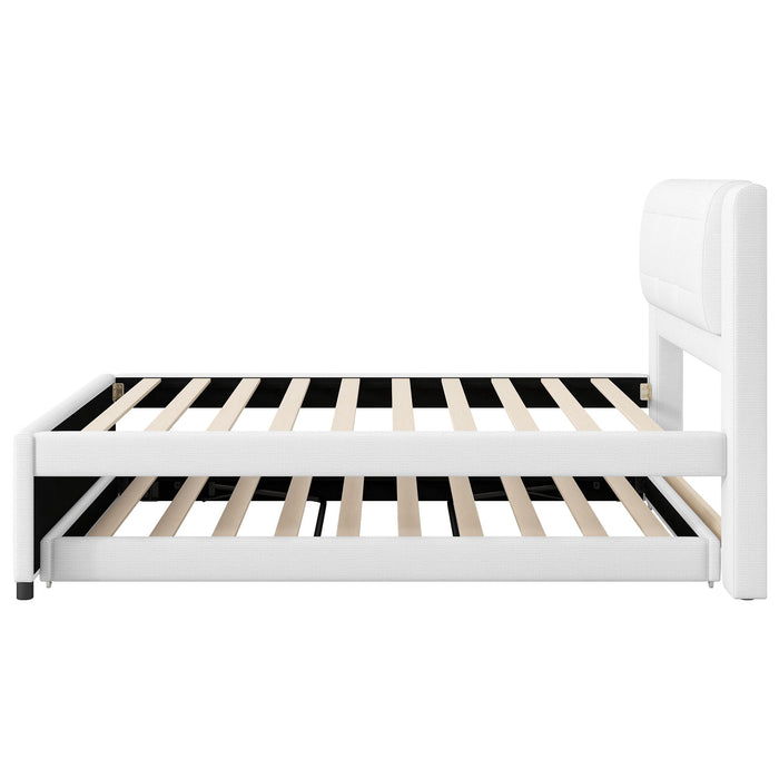 Upholstered Platform Bed With Multifunctional Trundle