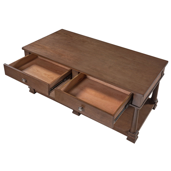 Coffee Table With 2 Storage Drawers & Lower Open Shelf