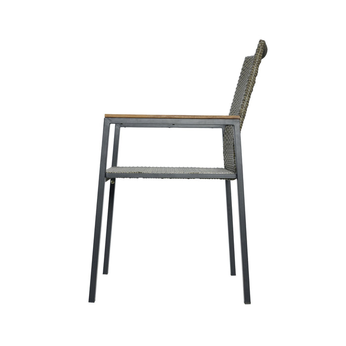 All Weather 7 Piece Patio Dining Table Set With Umbrella Hole - Brown / Gray