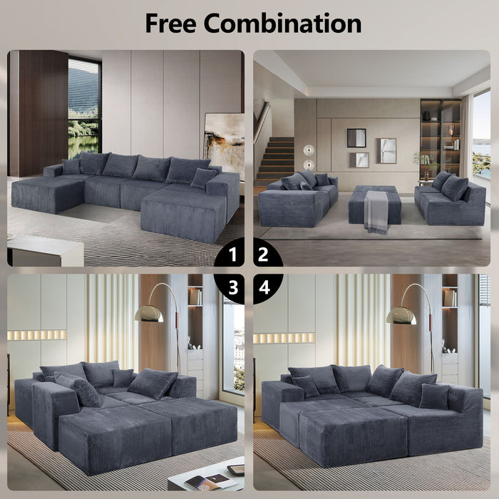 Modular Sectional Sofa, Convertible Couch With Chaise Corduroy