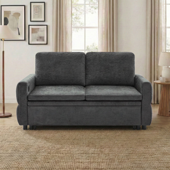 Convertible Sofa Bed Loveseat With Adjustable Backrest And USB Ports