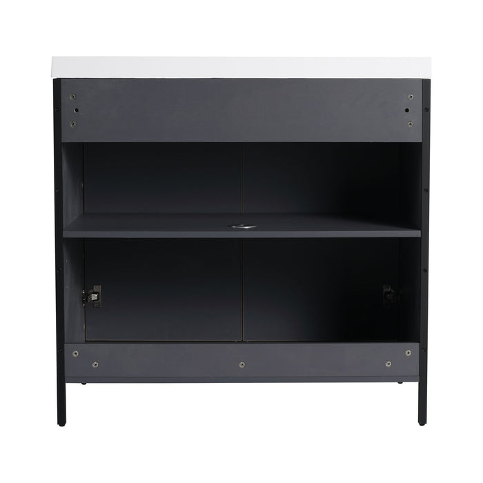 Contemporary Freestanding Bathroom Vanity With Adjustable Shelves