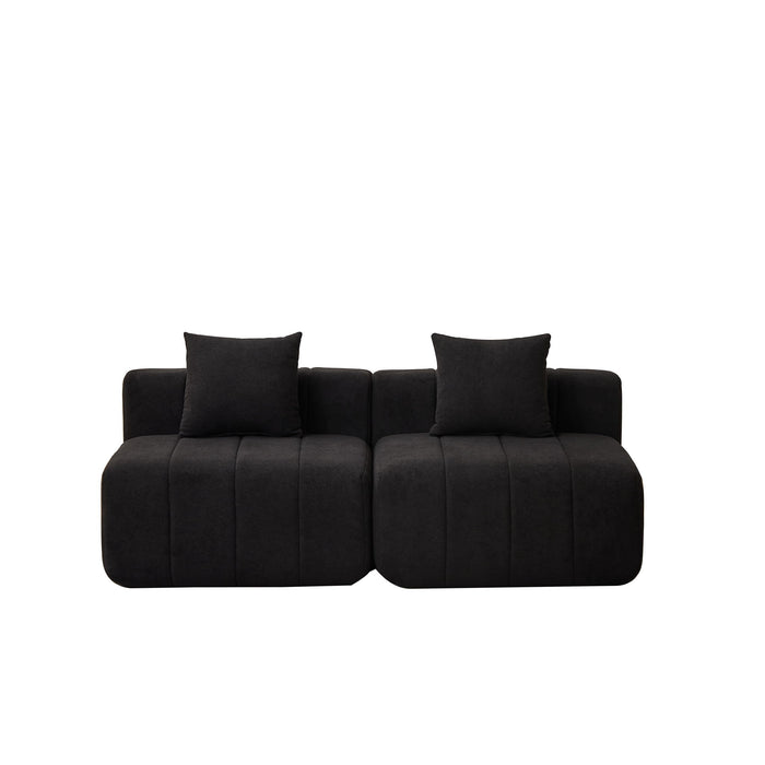 Modular Sectional Sofa With 2 Pillows, Symmetrical Design