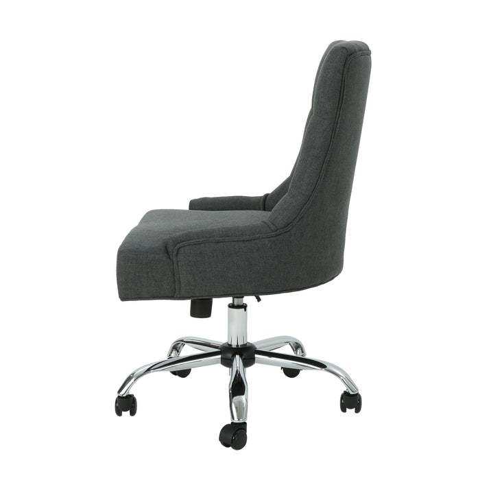 Glory Diamond Tufted Upholstered Office Chair With Rolling Casters And Sloped Arms - Dark Gray / Chrome