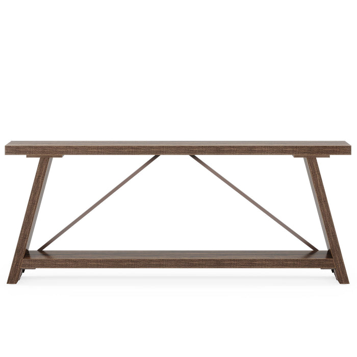 Console Table Extra Long Sofa Table With 2 Tier Shelves For Living Room