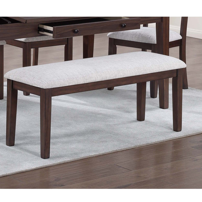 6 Piece Dining Set Table With Storage Ladder Back Chairs And Bench - Walnut