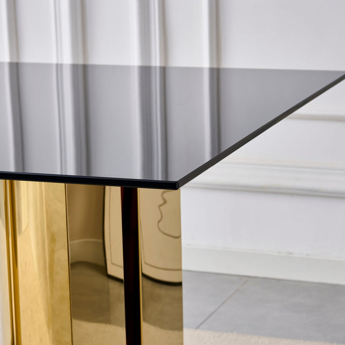 Rectangular Dining Table - Gold / Black