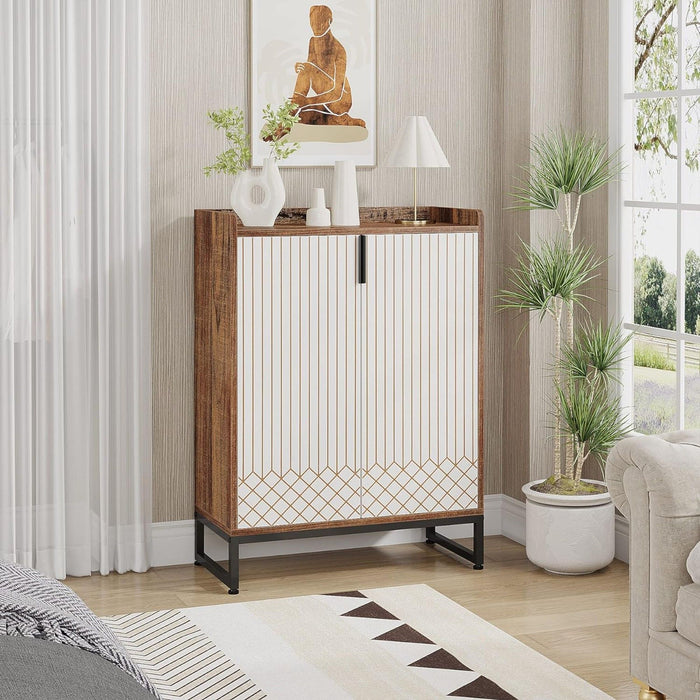 5 Tier Shoe Cabinet With Doors, Compact Entryway Storage Organizer