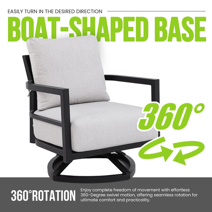 6 Piece Outdoor Conversation Set With Swivel Chairs - Ember Black