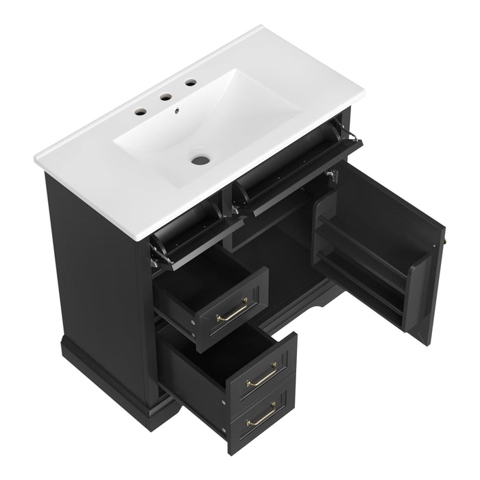 Modern Bathroom Vanity With Sink Top, 4 Drawers And 1 Soft-Close Door