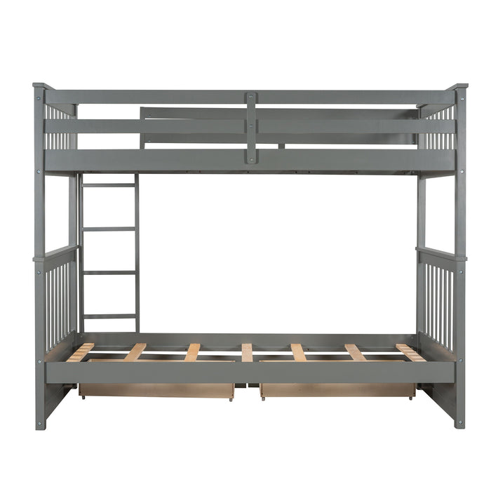 Bunk Bed With Ladders And 2 Storage Drawers