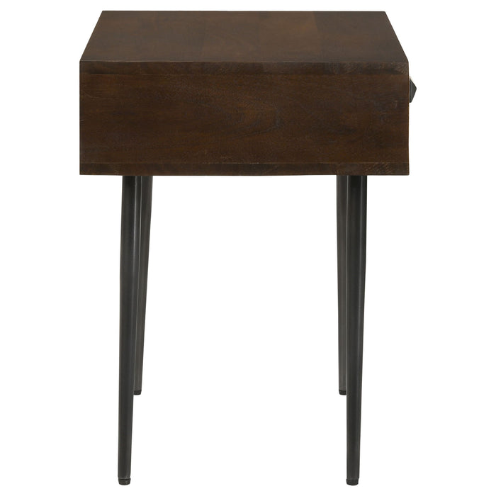 Gibson - Coffee 1 Drawer Rectangular Side Table With Angled Legs - Coffee