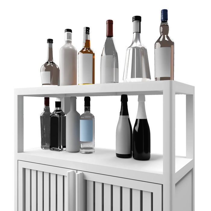 Bamboo Large Capacity Storage Cabinet With Shelves For Bathroom And Living Room - White