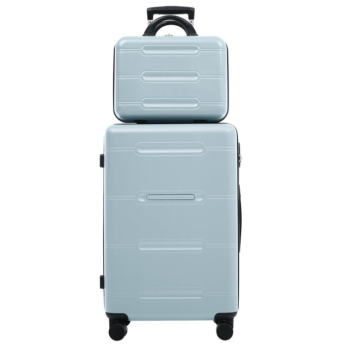 6 Piece Lightweight Hardshell Luggage Set With Double Spinner Wheels, Password Lock