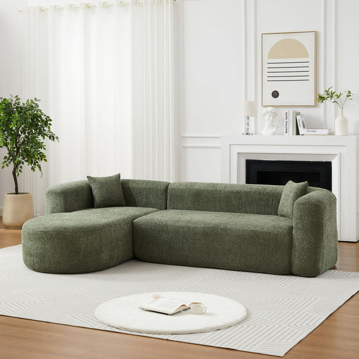 L - Shape Boneless Cloud Couch With 2 Throw Pillows For Living Room