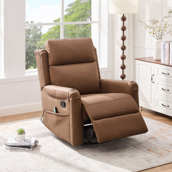 Manual Recliner Swivel Rocking Chair With 8 Point Massage And Heating
