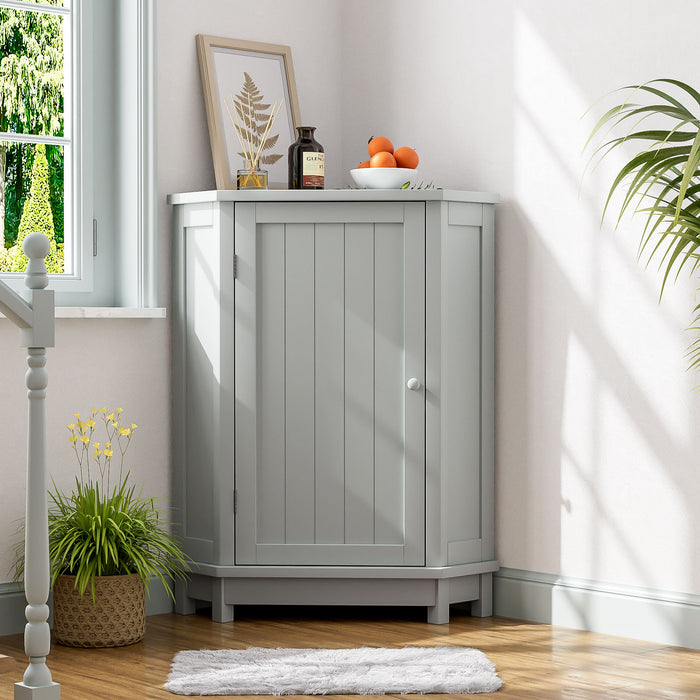 Triangle Corner Bathroom Cabinet With Adjustable Shelf, Storage Unit - Gray