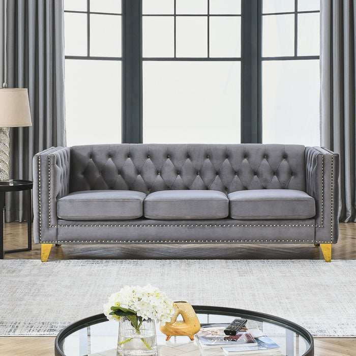 Modern Sofa With Button Tufting, Upholstered Couch For Living Room
