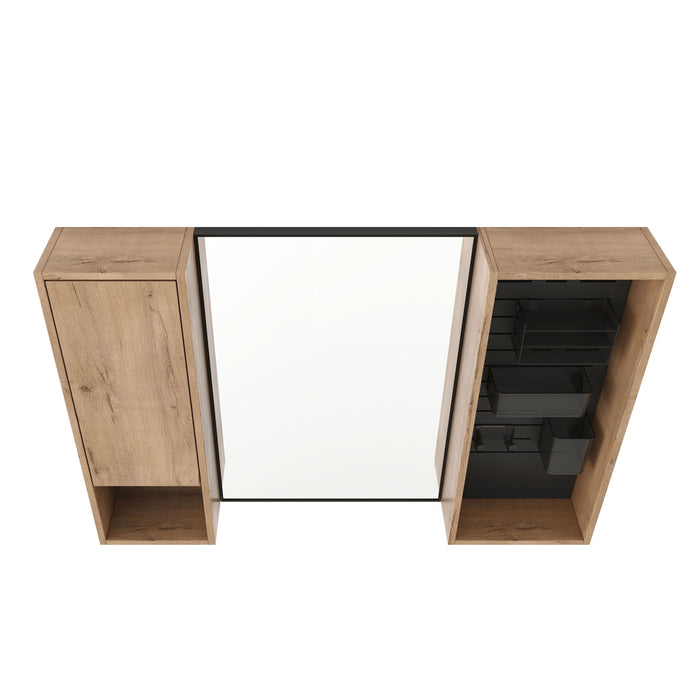 41.6" Wall Mounted Bathroom Cabinet With Soft Close Door, Storage Cabinet Featuring - Imitative Oak