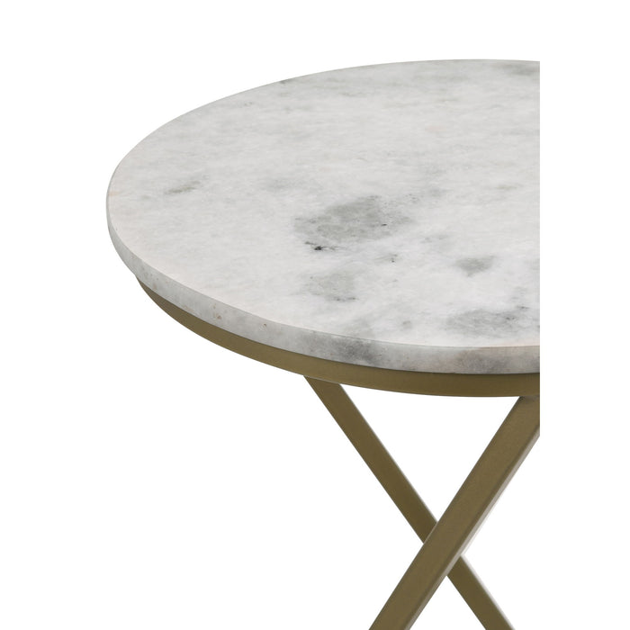Balboa - Round Accent Side Table With Sculptural Base - White