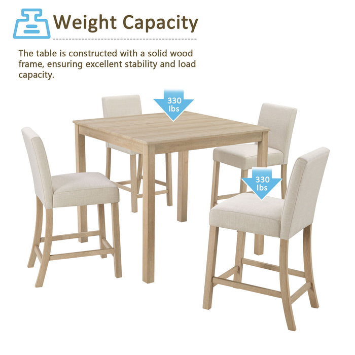 5 Piece Counter Height Table Set With 4 Chairs