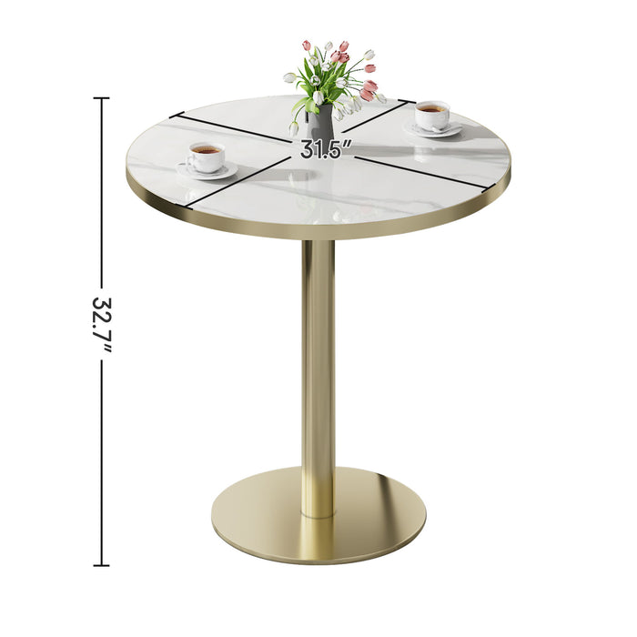 Round Bistro Table - Gold / White