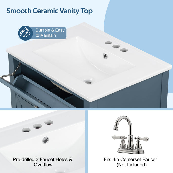 Bathroom Vanity With Sink, Soft Closing Cabinet