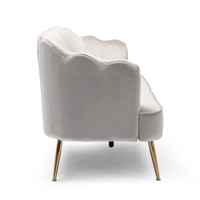 Modern Glam 3 Seater Sofa With Velvet Texture