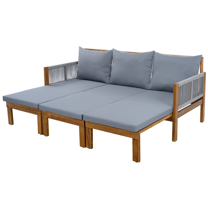 Outdoor 3 Seat Patio Sunbed