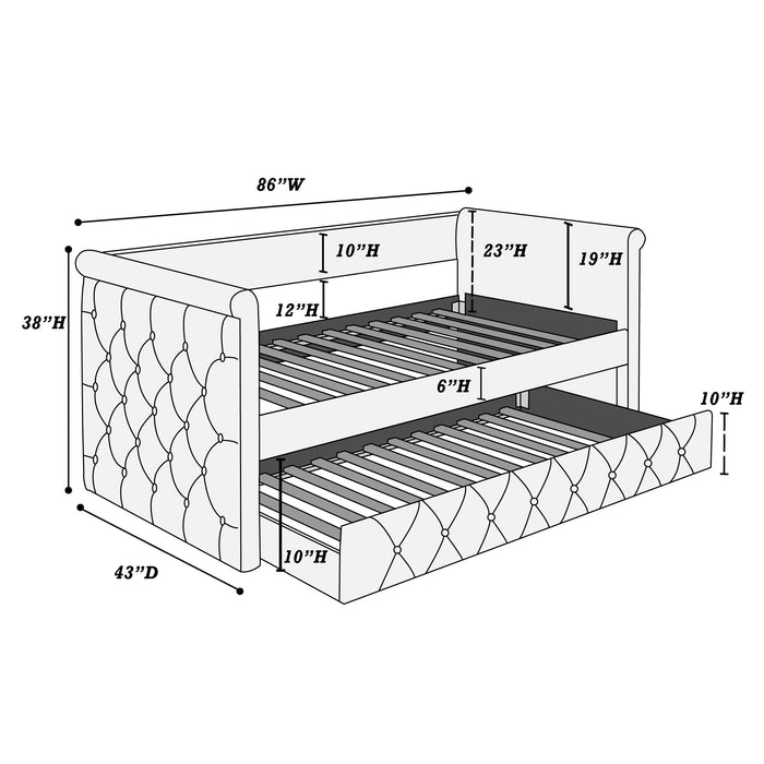 Contemporary Button Tufted Daybed With Slat Trundle