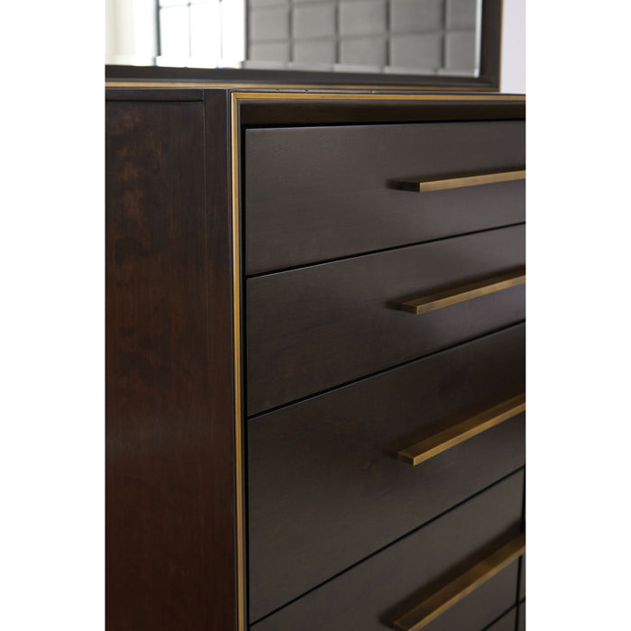 Prescott - 8 Drawer Dresser With Mirror - Smoked Peppercorn Brown