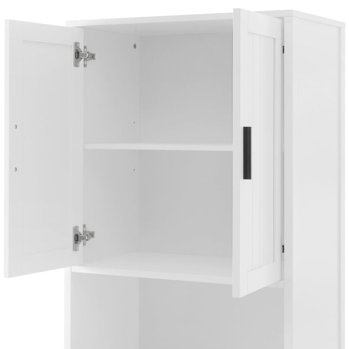 Freestanding Tall Bathroom Cabinet With Soft Close Doors And Adjustable Shelves