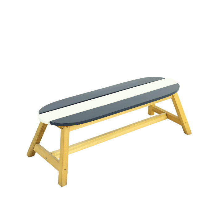 Naturally Playful Kids Picnic Table With Umbrella, Indoor / Outdoor Fun - Blue / White Stripes