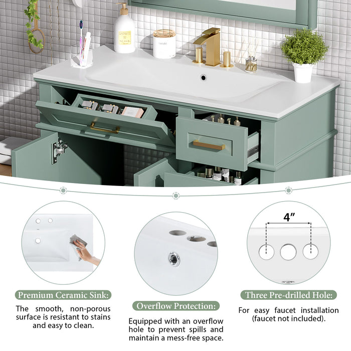 Modern Bathroom Vanity With Sink, Soft Close Doors, 4 Storage Drawers