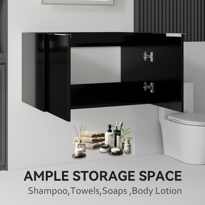 Floating Bathroom Vanity Cabinet With Soft Close Double Doors, Spacious Interior Storage, Wall Mounted, Cabinet Only
