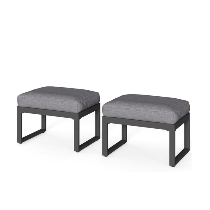 Patio All-Weather Ottomans With Thick Cushions (Set of 2)