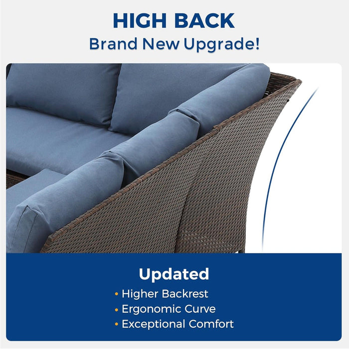 7 Piece Patio Dining Set With Cushions, Modular Sectional Sofa & Storage Table