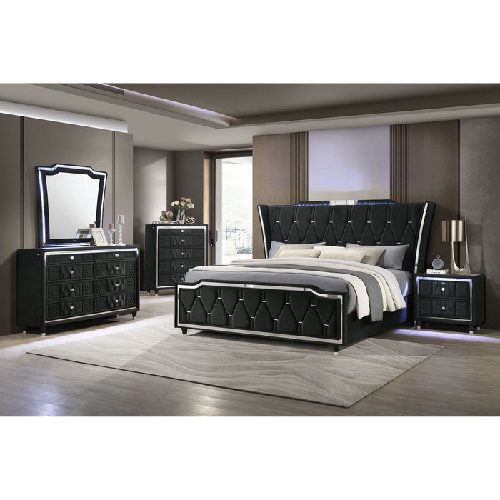 Mika - 8 Drawer LED Dresser With Mirror - Black