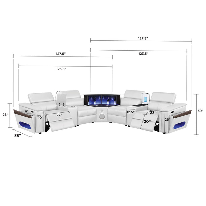 Nova - Sectional With Bluetooth Speaker, LED And Lifting Wine Cabinet
