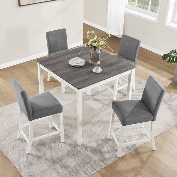 5 Piece Counter Height Table Set With 4 Chairs