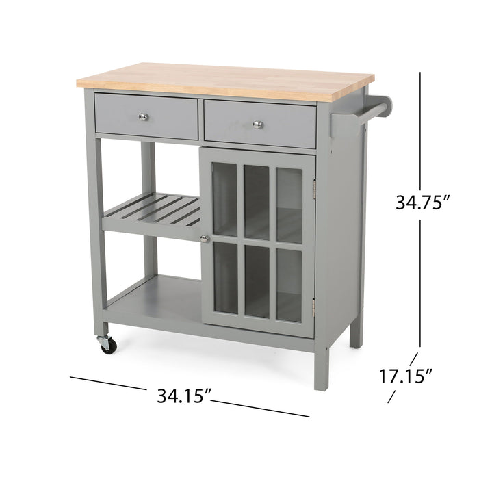 Aidah - Contemporary Kitchen Cart With Wheels - Gray