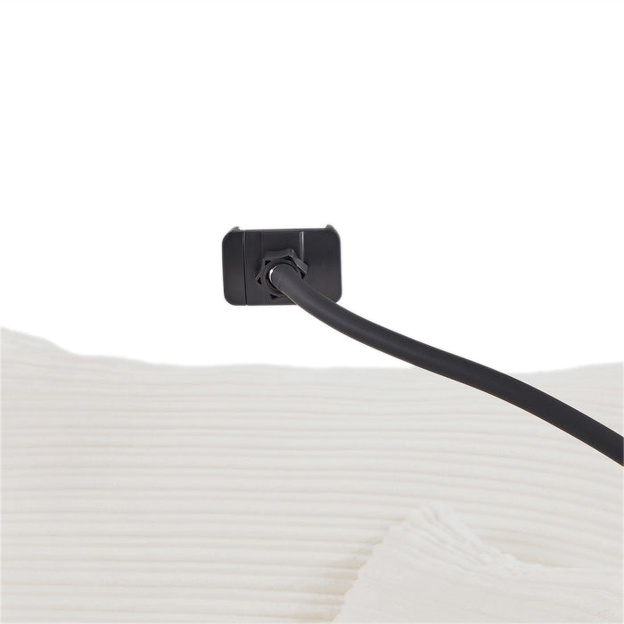 Single Sofa Couch With Storage Space, Movable Ottoman, USB Ports, Cup Holders, Phone Holder