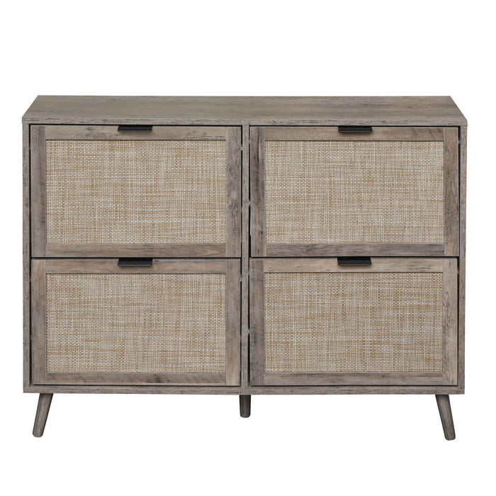 4 Door Shoe Rack, Freestanding Modern Shoe Storage Cabinet