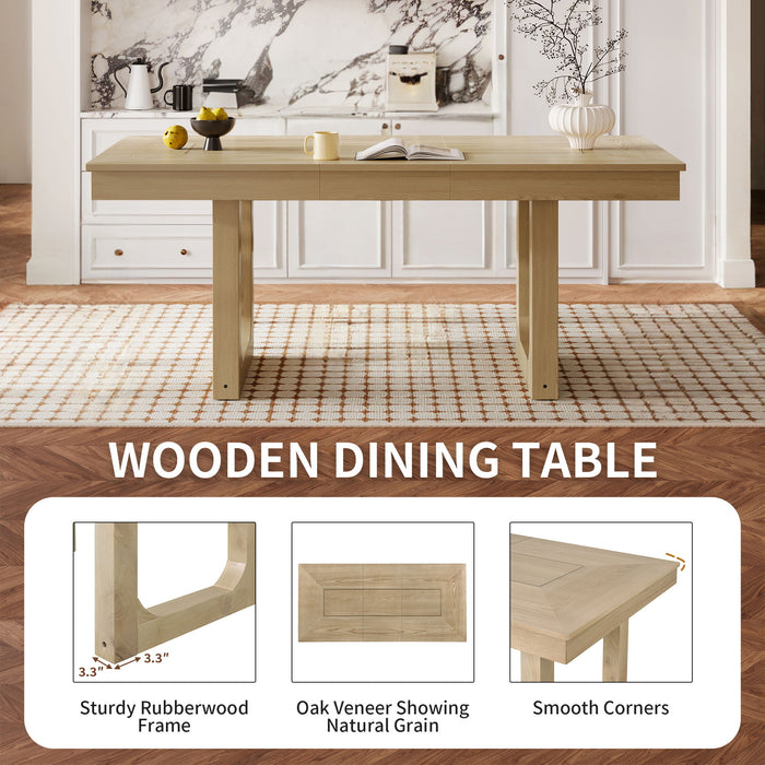 Farmhouse Wooden Kitchen Table With Removable Leaf