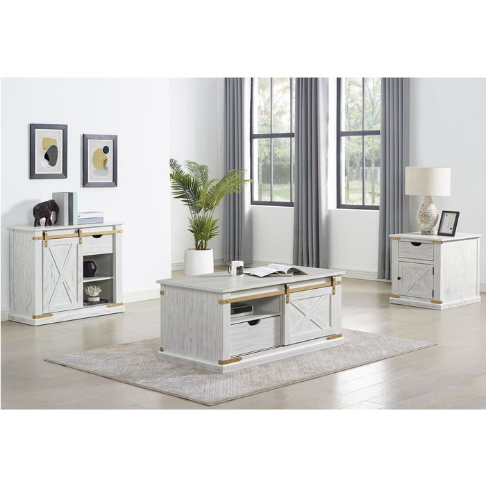 Coffee Table With Storage Drawer And Open Shelves - Antique White / Gold